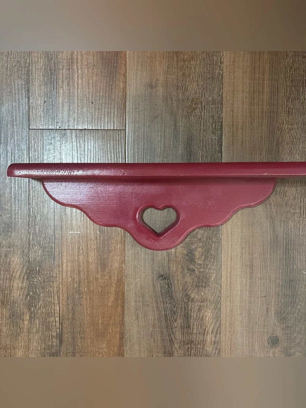 Rustic Heart Accent Wall Shelf - Red